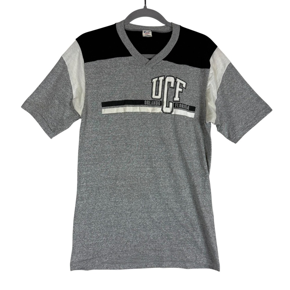 UCF Knights Shirt Youth Large Gray NCAA College Champion V Neck Tee‎ Top VTG